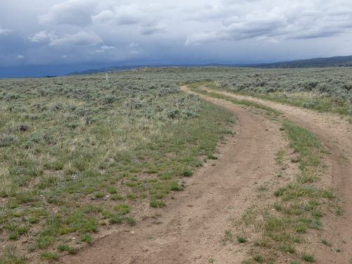 GDMBR: See the monument? These are ruts from the actual Lander Cutoff Trail, California Trail, and Oregon Trail.